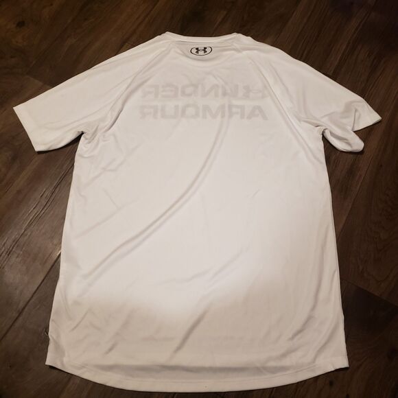 Under Armour White Dri-Fit Short Sleeve Men's Pullover Shirt Sz M - Picture 4 of 5
